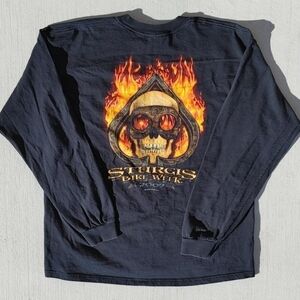 Vtg 2005 Sturgis Bike Week Burning Skull Gildan Ultra Cotton Long Sleeve (XL)
